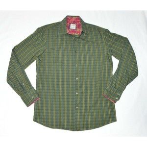 J Garcia Jerry Green Vertical Stripe Casual Button Down Long Sleeve Shirt Mens S